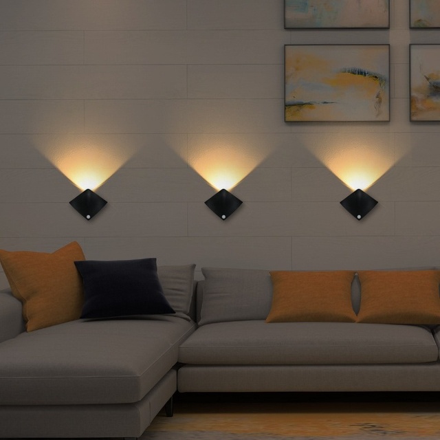 Nordic Design Cross-border Motion Sensor Light for Bedroom Living Room Wardrobe Cabinet Wall Lamp Rechargeable Battery Night