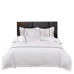 Wholesale High Count And High Density Extra Large Pure Cotton Striped Four-Piece Flat Hotel Bedding Set