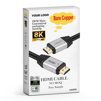 Vente chaude 8K HDMI vers câble HDMI 8K60Hz coque en aluminium Nylon tressé HDMI 2.1 câble Poly sac