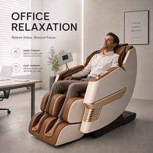Fauteuil de massage de luxe pour bureau, inclinable à gravité zéro, avec thérapie des mains et des pieds pour soulager le stress et rehausser la concentration - Product Image 1