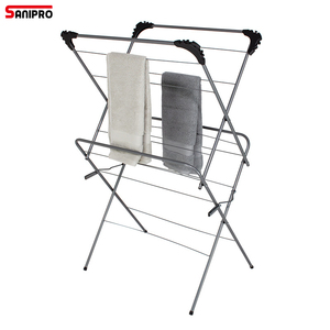 SANIPRO Séchoir à linge pliable et extensible à 2 niveaux pour intérieur et extérieur, support de séchage pour serviettes et vêtements - Product Image 1