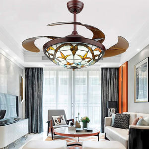 टिफ़नी छत प्रशंसक वापस लेने योग्य ब्लेड झूमर प्रकाश छत प्रशंसकों टिफ़नी प्रकाश स्थिरता के लिए भोजन कमरे में रहने वाले - Product Image 2