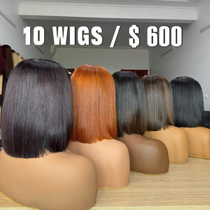 Commercio all'ingrosso del pacchetto di parrucca corta dei capelli umani, parrucca anteriore del pizzo trasparente 13*4/Hd 180% densità 10 ~ 14 pollici a doppia parrucca di Bob disegnata - Product Image 2