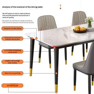 طقم كرسي طعام من الحجر الإيطالي الحديث البسيط مع 6 مقاعد بتصميم فاخر لغرف الطعام/المعيشة الصغيرة - Product Image 4