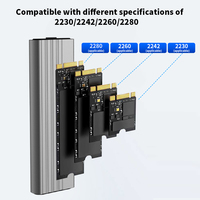 NVME M.2 unità a stato solido custodia esterna 2230/2242/2260/2280 M.2 a USB C 10Gbps SSD custodia in alluminio tipo C per M/M + B chiave