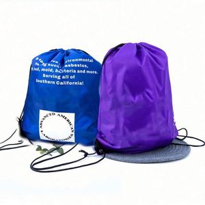 Unisex Custom Zipper Drawstring Polyester Plain Blank Design for Outdoor Spots <b>Packing</b> Easy Return <b>Waterproof</b> Shopping Bag - Product Image 1