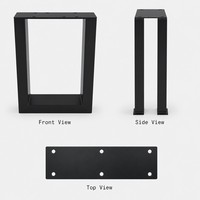 Pied de table en acier noir, cadre métallique, support rectangulaire en tube pour bureau et table à manger