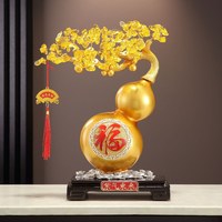 Adorno de Resina Epoxi Ziqi Donglai, Calabaza Esculpida Artística, Árbol de la Fortuna, Arte Folclórico Coleccionable, para Sala de Estar, Mueble de TV, de Alta Gama