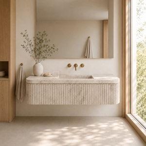 Decoración Vintage para Baño, Encimeras Acanaladas Beige Taj Mahal, Mármol Natural - Product Image 1