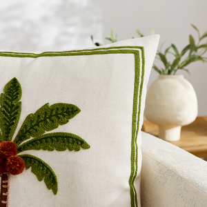 Fodera per cuscino decorativa di lusso <span class=keywords><strong>in</strong></span> <span class=keywords><strong>cotone</strong></span> e lino, trapuntata e ricamata con palme, per divano e arredamento casa - Product Image 4