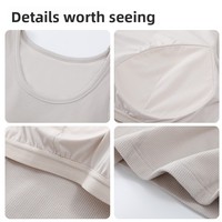 Débardeur de sport sans dos et sans bretelles avec soutien-gorge rembourré intégré, en tissu Dobby de coton côtelé, polyvalent, col rond, qui flattere la silhouette