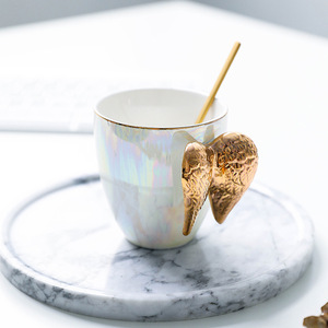 Nordic Light Luxury Style Creative Porcelain Cup Golden Edge Angel Wings Ceramic Coffee <b>Mug</b> for Wedding Gift - Product Image 6