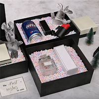 Grande boîte cadeau noire mate avec nœud en ruban de satin, boîte d'emballage rigide vide pour cadeau d'anniversaire, vente en gros