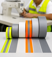 Sangle réfléchissante en tissu argenté pour transfert thermique, idéale pour l'impression de vêtements, les accessoires de sport, la fixation de sacs et la production d'accessoires vestimentaires