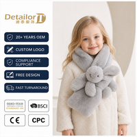 Écharpes d'hiver personnalisées en tricot chaud pour enfants, mignonnes, en peluche, lapin en fausse fourrure, longueur moyenne pour filles