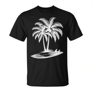 Camiseta de verano con diseño de palmera y tabla de surf para hombre y mujer, ropa de playa, estilo vintage - Product Image 2