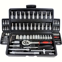 Ensemble de clés à cliquet professionnel de qualité supérieure, 46 pièces, douilles standard, pour la réparation de voitures, de vélos et de motos, avec étui rigide
