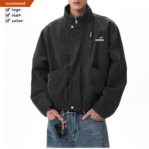 Personnalisation OEM de haute qualité américain Vintage <span class=keywords><strong>toile</strong></span> lavée unisexe pilote col montant vêtements de travail poche zippée veste pour hommes - Product Image 2