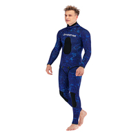 DIVESTAR Blue Camo 3mm 5mm 7mm Unisex Dua Potong Wetsuit Selam Terbuka Anti Air untuk Spearfishing, Diving, dan Freediving