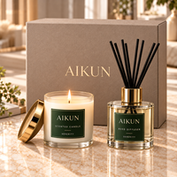 AIKUN Ensemble diffuseur à bâtonnets en rotin naturel sans flamme, parfum d'une journée, longue durée, logo gravé, vente en gros