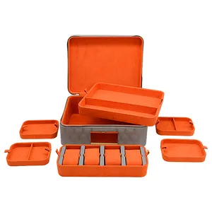 Logo Custom Women Suitcases Real Leather Storage Case Luxury Travel Jewelry Box