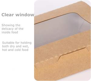 Contenedores de Alimentos Kraft para Llevar con Ventana de Papel, Cajas de Pastelería para Catering, <span class=keywords><strong>Caja</strong></span> de Cartón Desechable para Almuerzo - Product Image 2