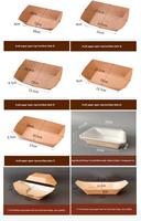Boîtes de livraison rectangulaires en papier kraft de qualité alimentaire, imprimées avec logo personnalisé, pour snacks, pizzas, poulet frit, sushis, salades, plateaux bateau