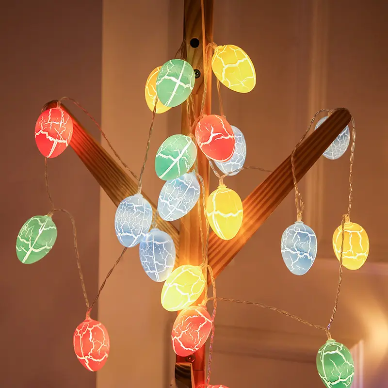 एलईडी ईस्टर क्रैक्ड एग स्ट्रिंग लाइट क्रिसमस रूम सजावट लालटेन चमकती सजावटी रोशनी के साथ