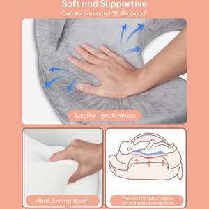 Almohada Ergonómica para <span class=keywords><strong>Lactancia</strong></span>, Cojín Ajustable de Apoyo para la Alimentación del Bebé con Correa para la Cintura y Soporte para la Espalda para Bebés - Product Image 6