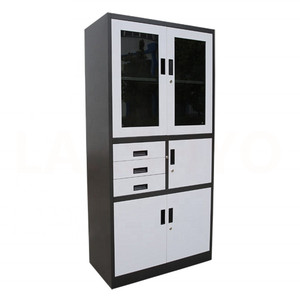 Gabinete archivador de acero con puerta de vidrio LAKSHYO, gabinete de almacenamiento de Metal, 3 cajones, archivador de acero multifuncional - Product Image 3