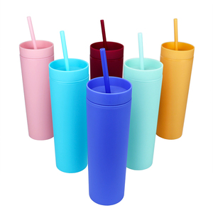 Produk Terlaris Topnovo 2025: Gelas <span class=keywords><strong>Tumbler</strong></span> Plastik Akrilik Matte Warna-warni 16oz, <span class=keywords><strong>Tumbler</strong></span> Ramping Dengan Tutup - Product Image 2