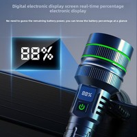 Lampe torche tactique LED rechargeable par USB en alliage d'aluminium haute durabilité, indice de protection IP44, longue portée, affichage numérique de la puissance, réglable
