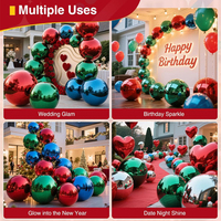 Silberne Spiegelkugel Aufblasbarer Großer Glänzender Ballon Riesiger Disco-Party-Ballon Weihnachtsparty-Deko Reflektierende Aufblasbare Spiegelsphäre