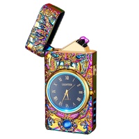 Jam Tangan Warna-warni Berkualitas Tinggi dengan Lampu Senter Logam Tahan Angin USB Cerdas Pengisian Korek