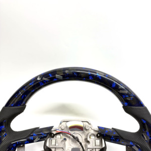Volant personnalisé pour <span class=keywords><strong>Ford</strong></span> <span class=keywords><strong>Mustang</strong></span> 2014-2023, <span class=keywords><strong>prix</strong></span> d'usine, bleu, carbone forgé écrasé avec cuir, personnalisé - Product Image 5