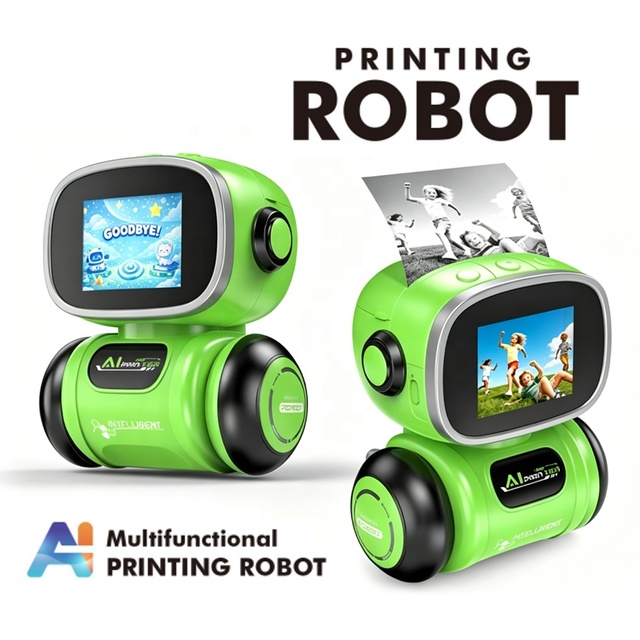 STEM Educational Multifunctional Portable Mini AI Intelligent Voice Printer APP Control Thermal Photo Printing Robot Toys JTOP