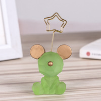 Porte-photos INS en cristal Art Déco, motif ours de dessin animé mignon, pince à photos pour cartes de nom de mariage, pince à mémo décorative pour bureau d'étudiant