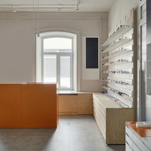 Retron Modern Optical Shop Interior Design Custom Jewelry Showcase LED Lighting Eco-Friendly Durable Wood Veneered Retail - Product Image 1
