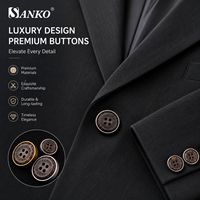 Bouton rond de luxe SANKO en alliage de zinc à 4 trous, plaqué, en résine, effet corne, pour manteau, blazer, veste