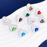 Perles d'amour en argile polymère blanches avec strass, perles percées sur le côté pour la fabrication de chaînes de téléphone portable et de porte-clés DIY