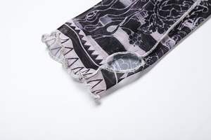 ชุดเสื้อผ้า2ชิ้นสำหรับผู้หญิงชุดเสื้อเอวลอยและกางเกงขาบานผ้าตาข่ายเซ็กซี่พิมพ์ดิจิตอล - Product Image 3