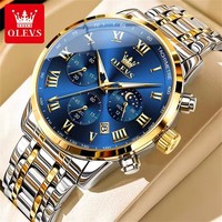 OLEVS-Montre à quartz en acier inoxydable 5529, montres lumineuses étanches pour homme, tendance, mode, business, phase de lune