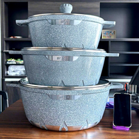 Großhandel Neues 6-teiliges Aluminium-Kochgeschirr-Set mit Antihaftbeschichtung und Glasdeckeln, Modernes Minimalistisches Design, Universell Kompatibel mit Allen Herdarten