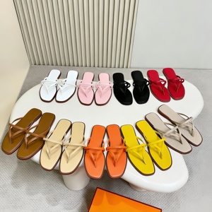 Latest High End Designer Original Brand Designer Women Square <b>Toe</b> Flat Sandals Breathable Summer Slippers Non Slip Home Shoes - Product Image 1