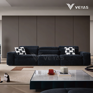 Canapé sectionnel moderne en tissu chenille lavable, trois places, assise confortable et douillette, qualité supérieure, rembourrage, salon de villa - Product Image 2