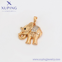 Csja — bijoux xup en forme d'animal, pendentif plaqué or 18K, Collection yeux noirs, jolies, éléphant, diamant, A00861090