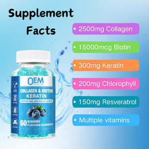 Vitamin dan suplemen kustom-rambut, kulit dan kuku <span class=keywords><strong>Pectin</strong></span> permen <span class=keywords><strong>Gummy</strong></span>-kolagen Keratin Biotin Gummies untuk pertumbuhan rambut - Product Image 2