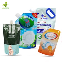 Recharge réutilisable de 1 litre Doypack sachets d'emballage avec bec verseur pour savon liquide à vaisselle en plastique PET pour détergent à lessive