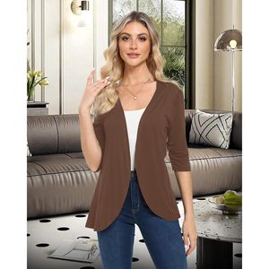 FOXA Women's 3/4 Sleeve <b>Cardigan</b> Knitted Casual Breathable <b>Sweater</b> Top for Dresses - Product Image 2