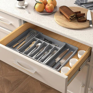 Plateau de rangement extensible pour couverts de cuisine en gros – Organisateur de couverts pour couteaux, fourchettes et ustensiles – Conteneur de vaisselle - Product Image 6